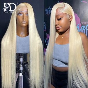 Синтетические парики Pretty Diary Blonde 613 HD 30 40 дюймов прямые 13x4 кружевные передние человеческие волосы прозрачный 13x6 фронтальный парик для чернокожих женщин 230630