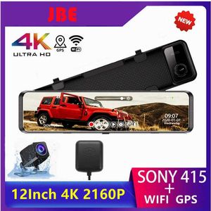 CAR DVR 12 -дюймовый DVR 38402160P 4K DASH CAM CAM WIFI GPS IMX415 Зеркало заднего вида 1080p камеры видеорегистратор парк Monitorhkd230701