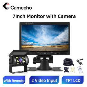 Araba DVR Camecho 7 inç Monitör LCD Ekran Dikiz Su Geçirmez 4pin Ir Gece Arka Görünüm Kamerası Otobüs Kamyonu RV Karavan Traillershkd230701