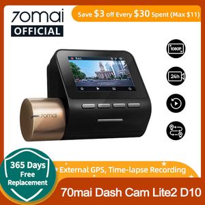 DVR'ler 2022 Dash Cam Lite2 2'' LCD Ekran 70mai D10 Araba DVR Lite 2 1080P Harici GPS Otomatik Kaydedici 24h Park Desteği 130° FOVHKD230701