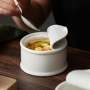 Индивидуальные керамические белые обеденные тарелки в форме консервной банки, нестандартная ресторанная посуда, сервировочная миска для супа, блюда для соуса