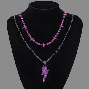 Ожерелье Black Panther в стиле хип-хоп с накладкой Dark Wind Superior сплава с бриллиантами и подвеской Lightning