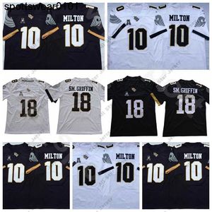 American College Football Wear College Football UCF Knights Jersey 18 Shaquem Griffin 10 McKenzie Milton University Uniform Team Black White Away Stitched Top Qual