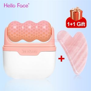 Массажер для лица Hello Face Ice Roller Massage 2 формы головки сужают поры Холодная терапия Многоразовый замораживаемый ледяной массажер Подъемные инструменты 230630