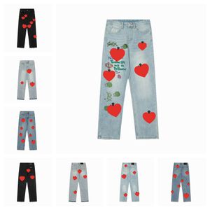 Jeans de grife 2023 para mulheres masculinas Make Old Washed Fashion calças retas estampas de letras de coração para mulheres e homens casuais calças compridas S-XL