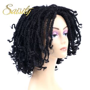 Синтетические парики Saisity Средняя часть Синтетические дреды парик для волос для африканских женщин черно -коричневый жук омбре вязаный