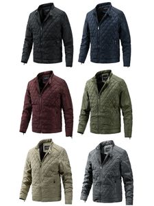 Erkek Ceketleri Toptan Satış Sonbahar ve Kış Yeni Artı Büyük Pamuklu Dik Yaka Elmas Ekose Ceket Kore Versiyonu Slim Fit Palto Gençlik Erkek Üst Giyim
