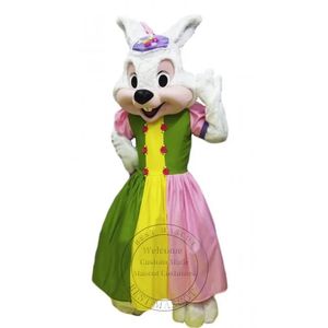 Süper Sevimli Kız Paskalya Tavşanı Maskot Kostüm Tema süslü elbise Karnaval performans giyim