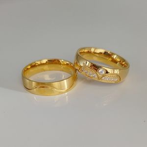 Кольца кольца Crown Wadding Rings для женщин мужчина Cz Diamond Western African 24K Gold Lave Alliance Set Set Set Undernable Steel 230701