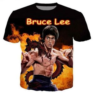 Hip Hop Sportwear Punk Rahat Sonbahar Erkekler Serin Baskı Avatar Bruce Lee 3d T-shirt001