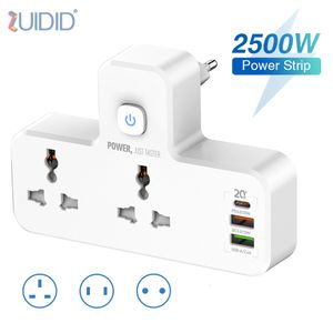 Power Cable Plug ZUIDID Travel Adapter EU Plug Power Strip 3 USB Outlet Socket Plug 2AC Power Surge Protector Smart Phone Charger With LED Strip 230701