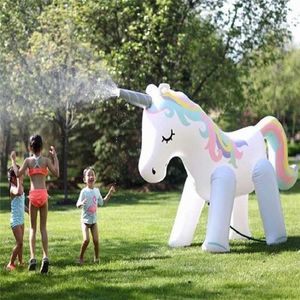 Life Yelous Unicorn Water Sprinkler Çocuk Oyuncak Dışarı Masa Yüzme Şamandıra Açık Çeşme Plaj Partisi Su Sprey Oyuncakları HKD230703