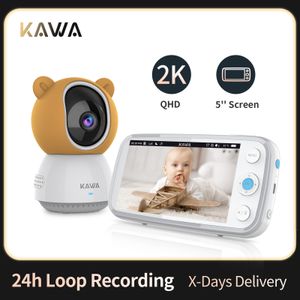 2K Baby Monitor with Cameras, Audio, Video, Nanny Wireless Camera, 5 Inch Screen, TF Card, Night Vision, 360° Panoramic View, 230701