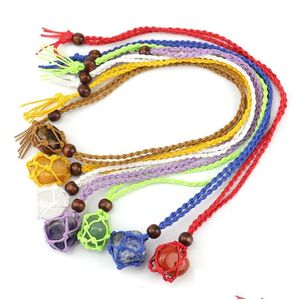Подвесные ожерелья натуральный хрустальный каменный кварцевый сетка карманное ожерелье заживление Reiki корабли с плетением оптом