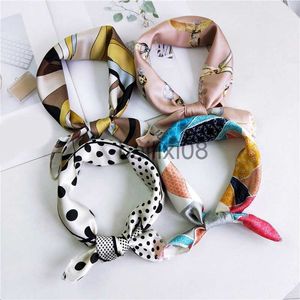 Schals Korean Square Seidenschal Punktdruck Kopftuch Halswickel Frauen Kleine Scaves DIY Haargummi Band Bandana Schal Taschen Wraps Band J230703