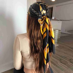 Шарфы 90*90 см шарф для волос женский модельный дизайнер красивые цветы Folarard мягкая атласная платка квадрат шелковые шарфы шелковые шарфы J230703