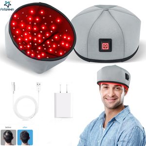 Capacete de crescimento de cabelo massageador de cabeça LED dispositivos de terapia de luz vermelha anti-queda de ansiedade alívio de estresse cabeça dor chapéu couro cabeludo relaxar massageador capacete 230701