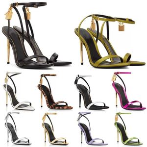 2023 elegante Marke Frauen Schuhe Vorhängeschloss Spitze Nackt Sandalen Schuhe Hardware Schloss und schlüssel Frau Metall Stiletto Ferse Party kleid Hochzeit