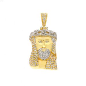 10K sarı altın ve doğal elmas ile unisexual İsa yüz kolye 11.5 gram özel kolye cazibesi