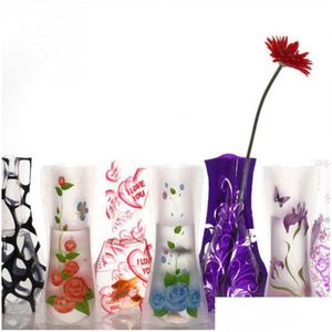Vazolar Katlanabilir plastik vazo yeniden kullanıldı Çiçek Ev Dekorasyon Partisi Çevre Dostu PVC Drop Teslimat Bahçesi DHFV3
