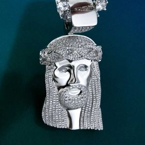KRKC Özel Toptan Tedarikçi Yeni Büyük Erkekler Hip Hop buzlu CZ Mücevher Vermeil Gümüş Altın İsa Parçası Baş Kafası İsa Kolye