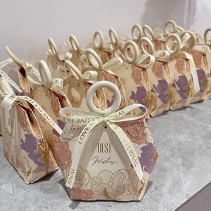 Hediye sargısı ahşap halka kulplar kutu kağıt torbalar şeker kutuları düğün için çikolata ambalajı Eid Mübarek Bebek Duş Partisi 230701