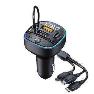 Lettore MP3 Bluetooth per auto C35 con chiamate in vivavoce, trasmettitore FM, cavo 1 a 3, caricabatterie rapido per auto - Tutto in uno