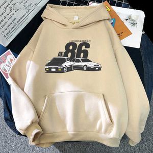 Erkek Hoodies İlk D AE86 JDM HOODIES Japon araba moda mektubu Baskı Hoodie Erkek Kadın Sokak Giyim Hip Hop Gevşek Anime Hoody HKD230704