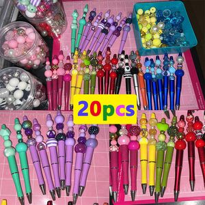 Gel Pens Pack 20 Plastic Gel Pen Beadable Pens Ballpoint Pen In Electroplating Gradient Color Bead Ballpoint Pens Plastic DIY Beaded Pens 230703