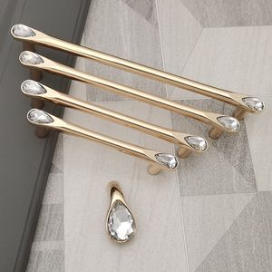 Gold Crystal Diamond Kitchen Cabinet Knobs and Pulls - Zinc Alloy Cupboard Door Handles Drawer Pulls Furniture Hardware
