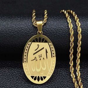Muslim Islamische Koran Allah Edelstahl Halskette für Männer Gold Farbe Arabisch Islam Kette Halskette Schmuck collier homme N1208 L230704