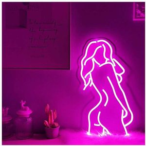 Işıklar Lady Vücut Led Neon Işık İşareti Kadın Modeli Akrilik Duvar Sanat Lambası Dekoru Ev Partisi Düğün Tatil Gece Lambaları Noel Hediyesi HKD230704