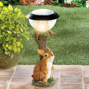 Садовые украшения кошка собака кроличье творчество солнечная лампа статуя окна