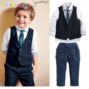 Suits Gentleman Bebek Bebek Giysileri Düğün Kostüm Bebek Çocuklar Ve+Gömlek+Pantolon+Tie 3pcs Suit 2-6 yaşında/Sonbahar Bebek Kıyafet BC1301HKD230704