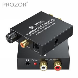 Konektörler dijitalden analog dönüştürücüye 192kHz DAC Hacim Kontrol Koaksiyel SPDIF Toslink'e Analog Stereo L/R RCA 3.5mm Jack Audio Adaptör