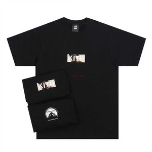 Tasarımcı Moda Giyim Tees Tişörleri Moda Kith 22ss Godfather Co Markalı Kutu Kısa Kol gevşek Yuvarlak Boyun Siyah Erkek ve Kadın Tshirt Pamuk Streetwe