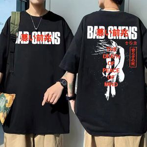 Erkek Tişörtleri Kötü Omens Band Tour American Music T-Shirt Bir Beton Orman Turu Tshirt Turu Erkekler Kadın Günlük Boyut Pamuk Tees 230703
