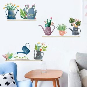 Корзины, креативный горшок для полива растений, наклейка с цветочным принтом для гостиной, дивана/ТВ, фоновое украшение, наклейки на стену