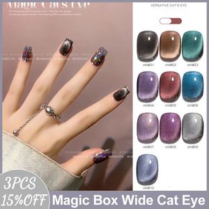 Tırnak jel puseluoge 10 color/set sihirli kutu geniş kedi göz jel cilası 15ml jel tırnaklar cila yarı kalıcı emzir