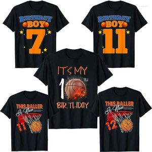 Erkek Tişörtleri 7. 10. 12. 12. 12. Doğum Günü Basketbol 7 10 11 12 Yaşındaki Çocuk Hediyesi Tee Üstler Basketbol-Fans Estetik Giysileri