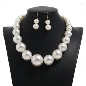 Halskette-Ohrringe-Set – Verkauf von großen Perlen, kurz, modisch, einfach, alles, Pullover, Kette, Halsband, Damen-Accessoires im Großhandel