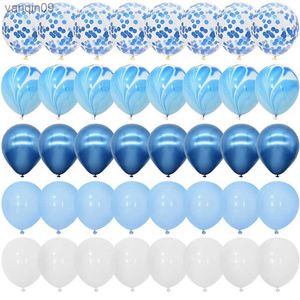 40Pcs Blue Balloons Set Agate Marble Metallic Confetti Balloon for Kids Birthday Party Baby Shower Graduation Decoration Wedding L230626