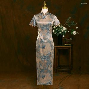 Etnik Giyim Eski Şangay Cheongsam Vintage Qipao Elbise Çin tarzı zarif kadınlar günlük vestidos düğün partisi
