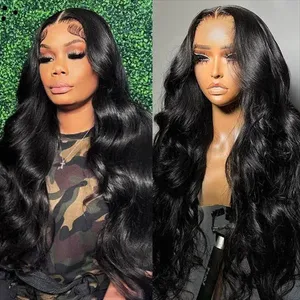 13X6 Body Wave HD Transparent Lace Front Human Hair Wigs Brazilian Water Wavy Lace Frontal Wig For Women PrePlucked