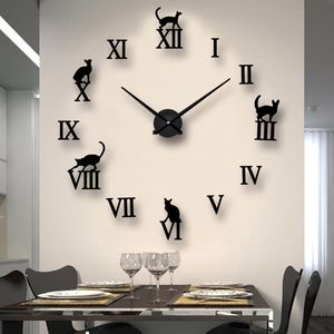 Wall Clocks Large Clock Quartz Needle 3D DIY Decorative Kitchen Acrylic Mirror Stickers Oversize Home Decor 230706