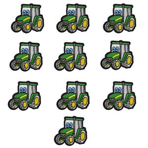 10pcs Green Traktor Stickflecken für Kleidung Eisenfleck für Kleidung Applique Nähzubehör Aufkleber Abzeichen auf Stoff IRO330L