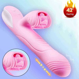 Вибраторы NXY Заряженные нагревание кроличьего толчка G Spot Clitoris стимулятор оральный секс облизывание языка накапливающихся игрушек для женщины 0406