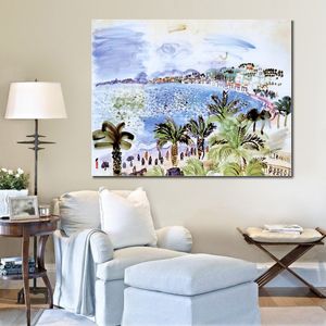 Modern Abstract Canvas Art La Promenade Des Anglais Handmade Beach Landscape Oil Painting Decorazione da parete contemporanea