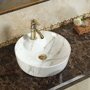 Lavabo in ceramica artistica Set di rubinetti per lavabo da appoggio per lavabo da appoggio per lavabo di lusso europeo KS36