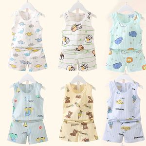 T shirts Children s Clothing Print Sleeveless Tops Shorts Cute Breathable Kids Summer Vest Set Tank Top for Baby Children 230704